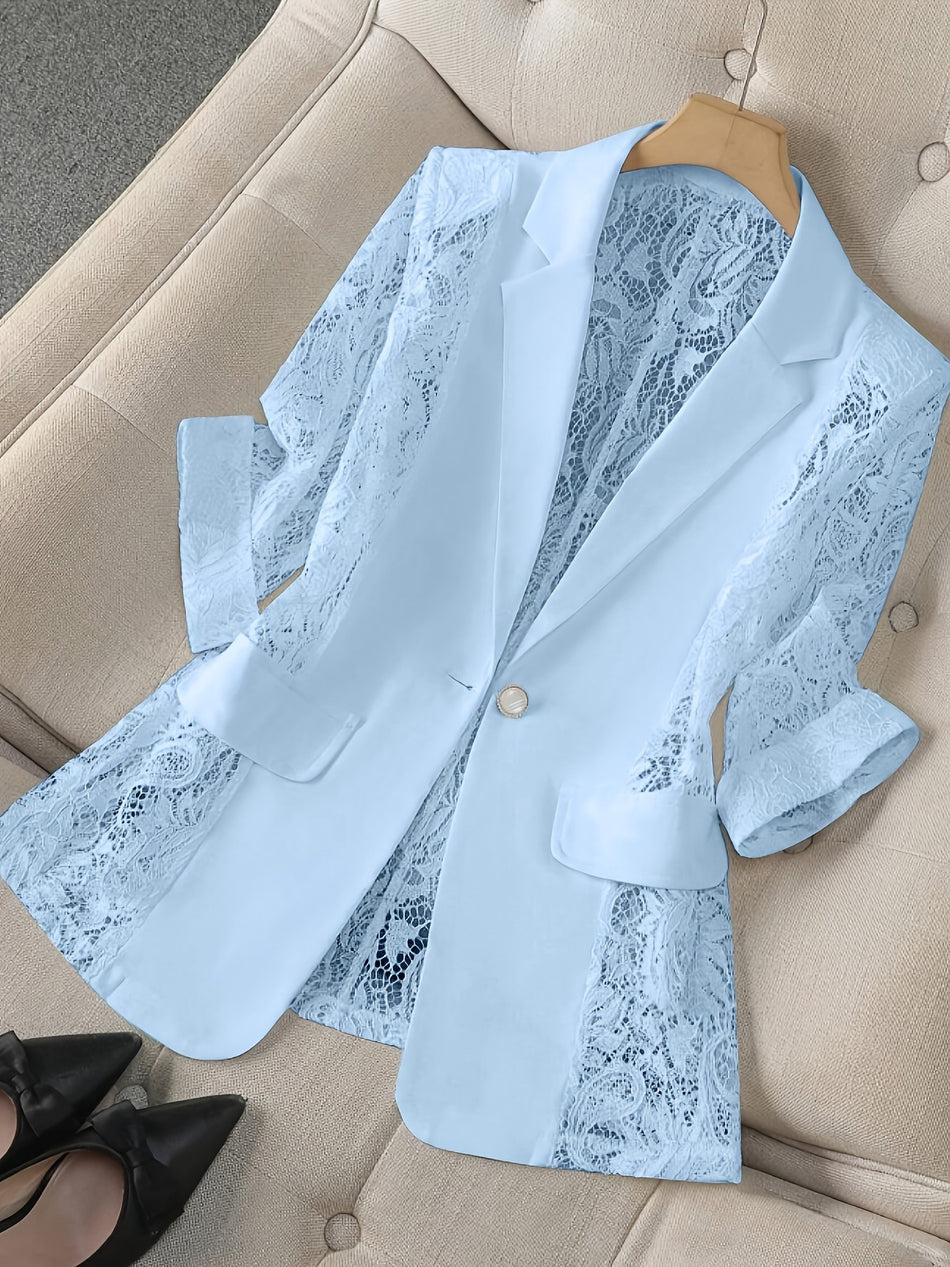 Women's Lightweight Unlined Blazer with Three-Quarter Sleeves