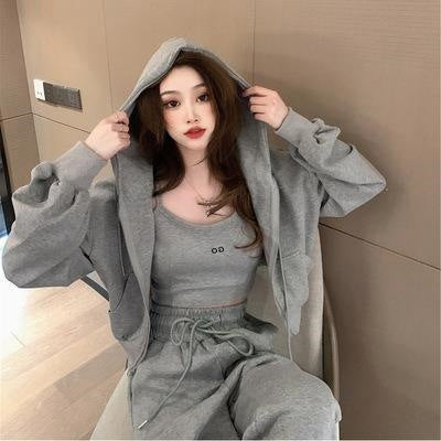 Women's 3-Piece Set with Zip-Up Sweatshirt, Camisole and Pants