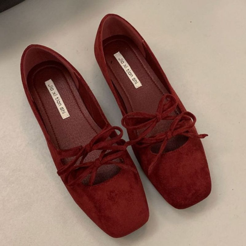 Women's Square Toe Synthetic Leather Ballet Flats