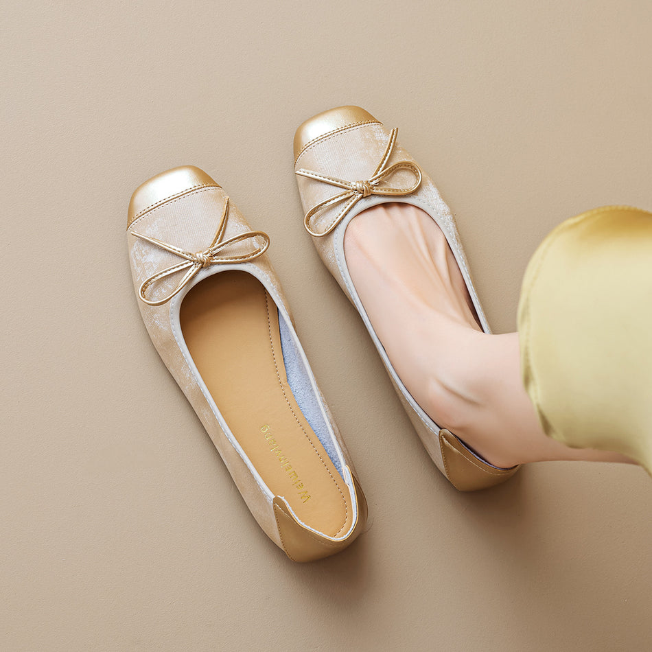 Women's Microfiber Square Toe Ballet Flats