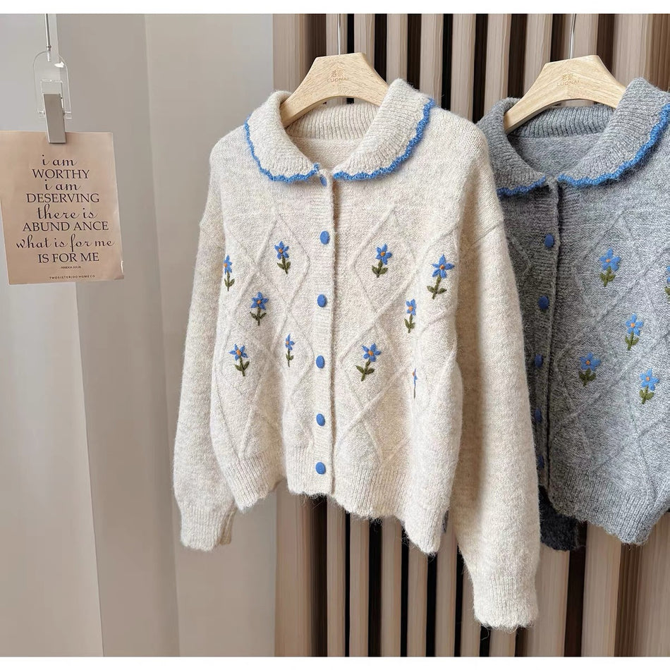 Women’s 3D Pattern Alpaca Wool Knit Cardigan