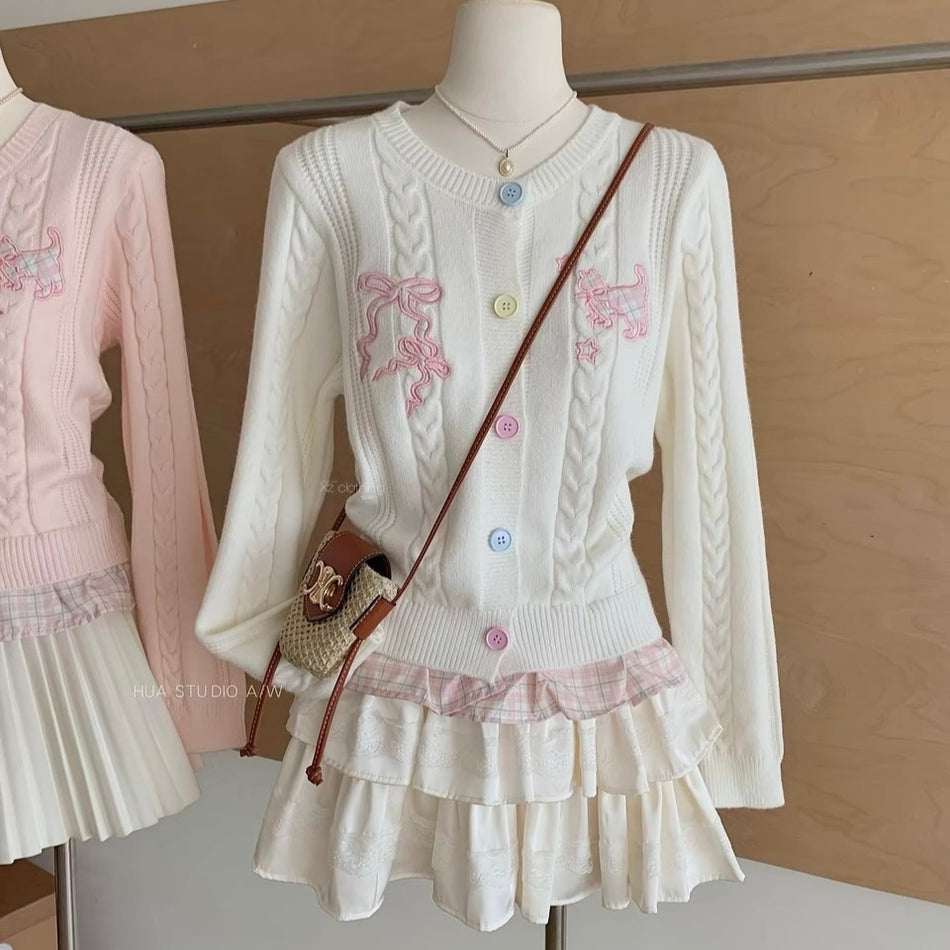 Women’s 3D Pattern Wool Knit Cardigan Sweater