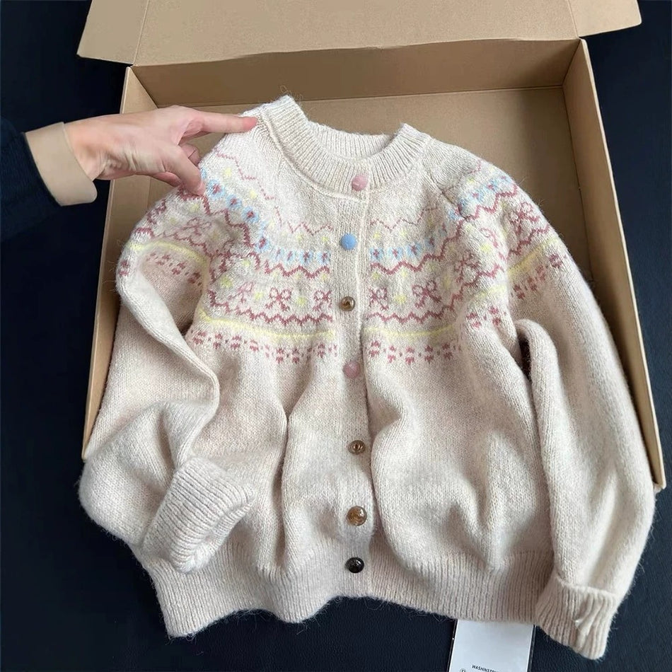 Women’s Color Block Alpaca Wool Knit Cardigan