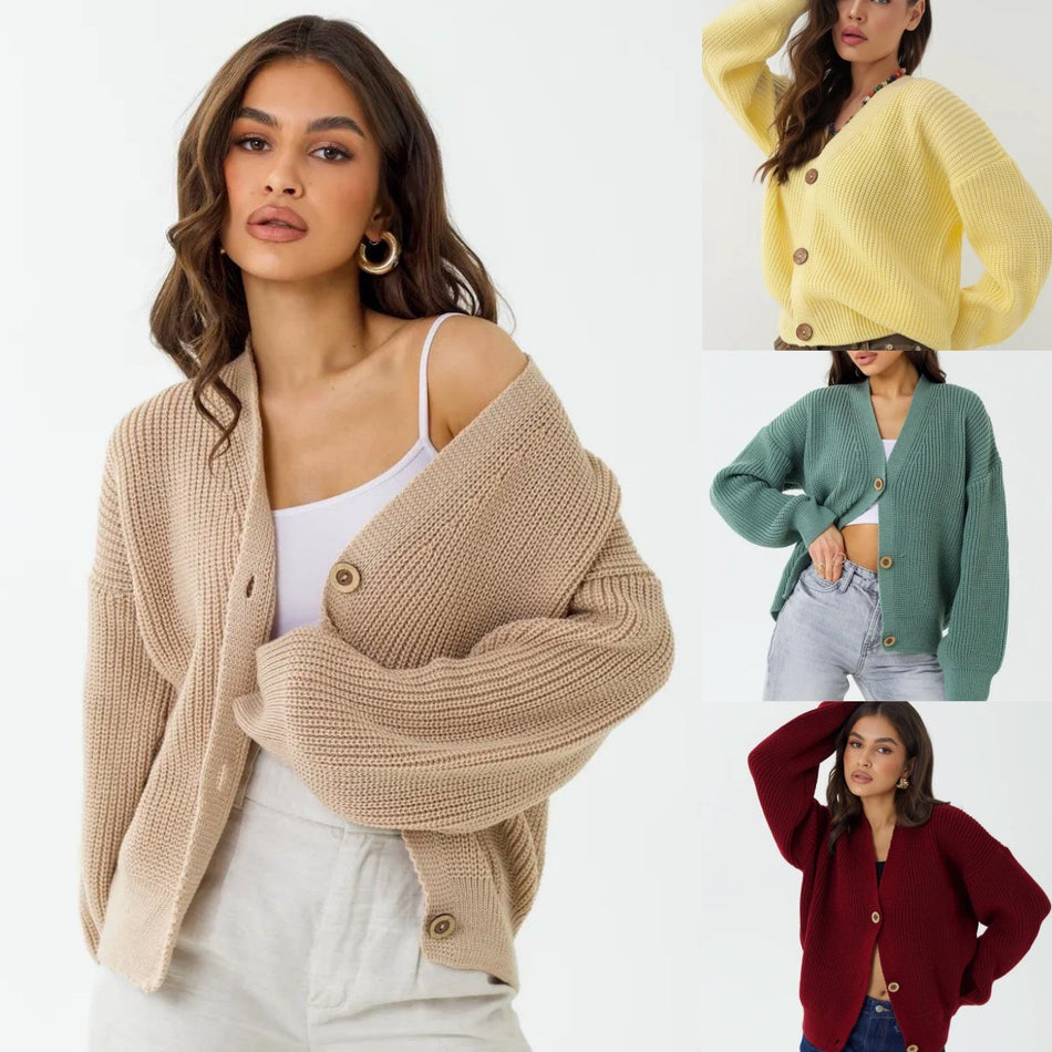 Women’s Loose V-Neck Soft Knit Cardigan Sweater
