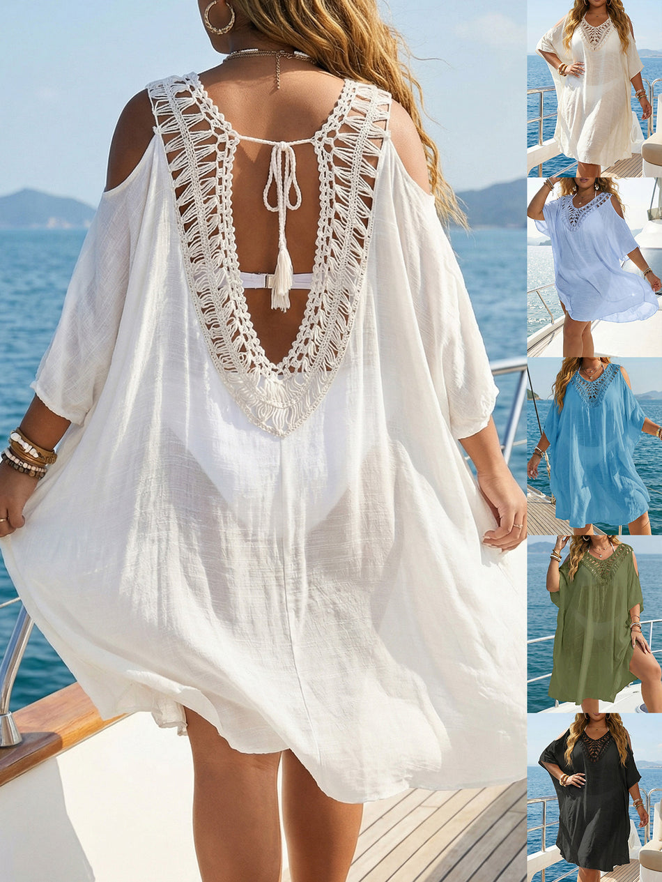 Women’s Plus Size V-Neck Loose Beach Cover-Up Dress