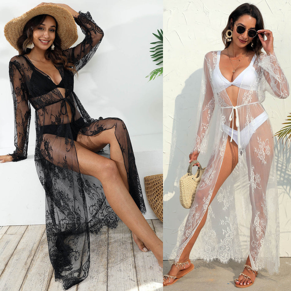 Women’s Lace Embroidered V-Neck Beach Cardigan