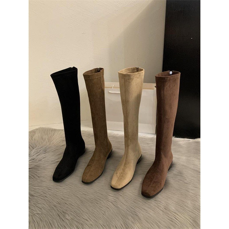 Women's Suede Knight Boots with Thick Heel