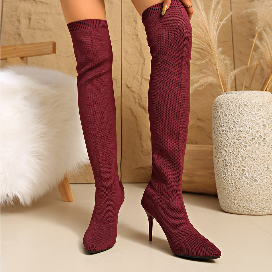 Women's Over-the-Knee Mesh Stiletto Sock Boots