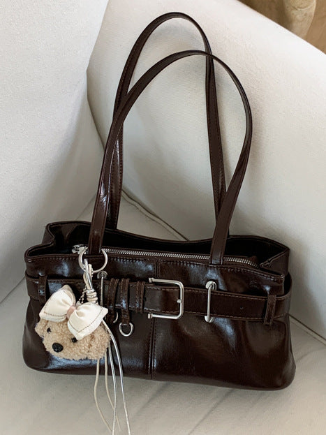 Women's PU Underarm Bag with Belt Detail