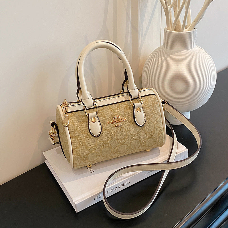 Women's PU Boston Shoulder Bag with Zip Pocket