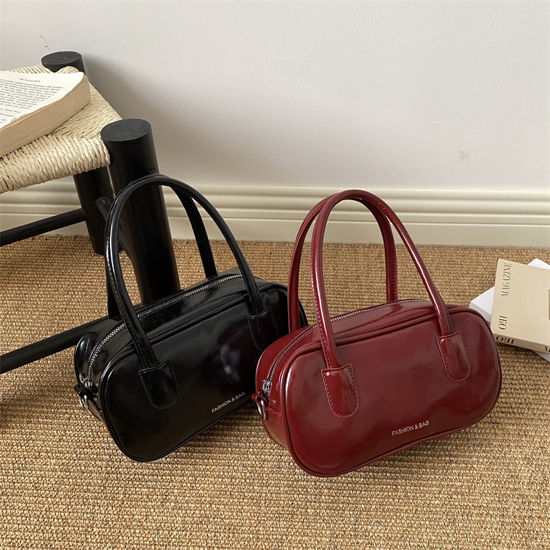 Women’s Textured PU Bowling Shoulder Crossbody Bag