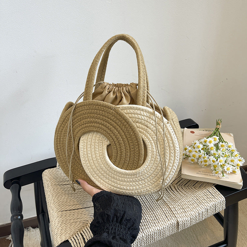Women’s Woven Straw Tote Bag with Drawstring Closure