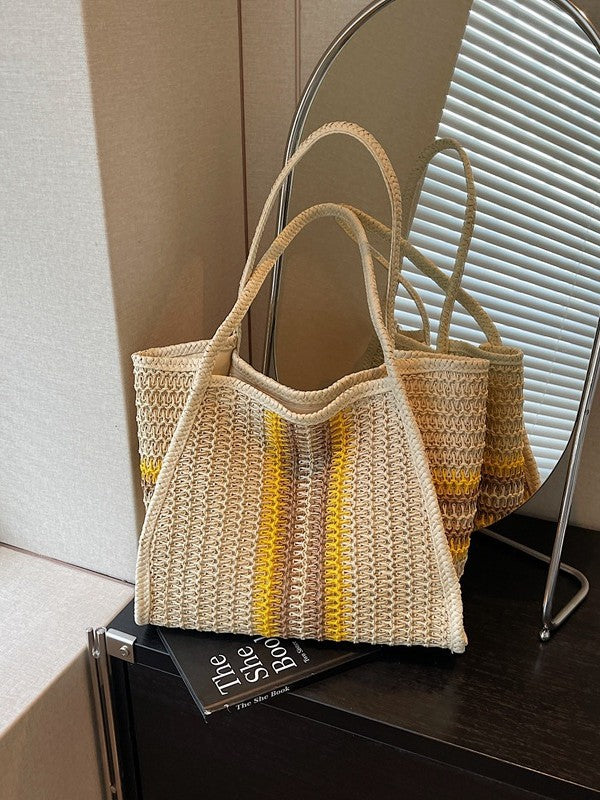 Women’s Woven Straw Beach Tote Bag