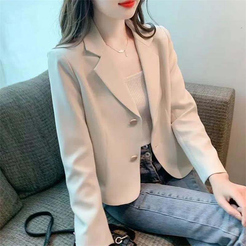 Women's Textured Cropped Slim Fit Blazer with Two-Button Front
