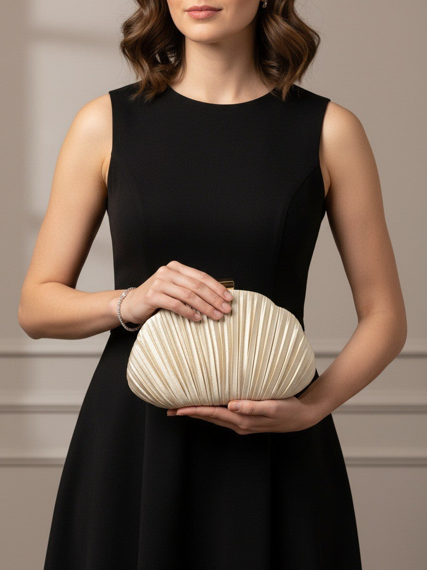 Women’s Polyester Pleated Shell Shoulder Crossbody Bag