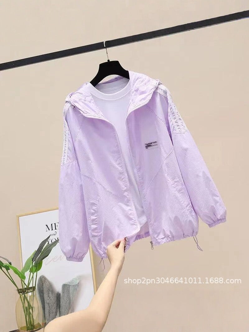Women's Lightweight Hooded Sun Protection Denim Cotton Jacket
