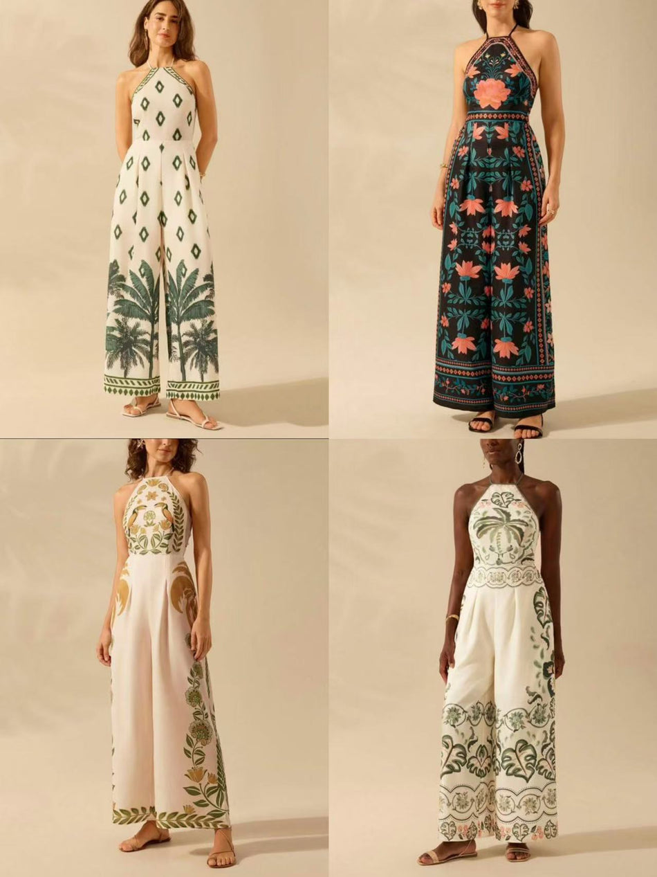 Women’s Printed Sleeveless Wide-Leg Jumpsuit