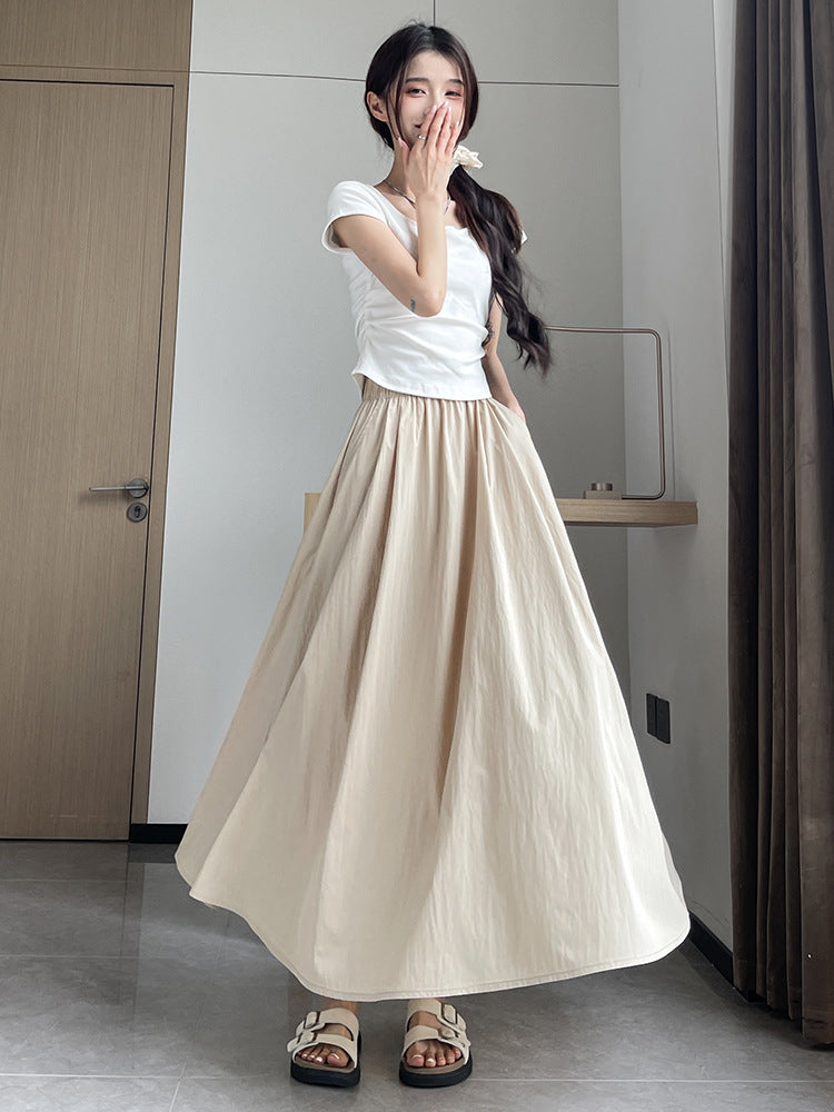Women's High-Waisted Pleated A-Line Midi Skirt in Three Lengths