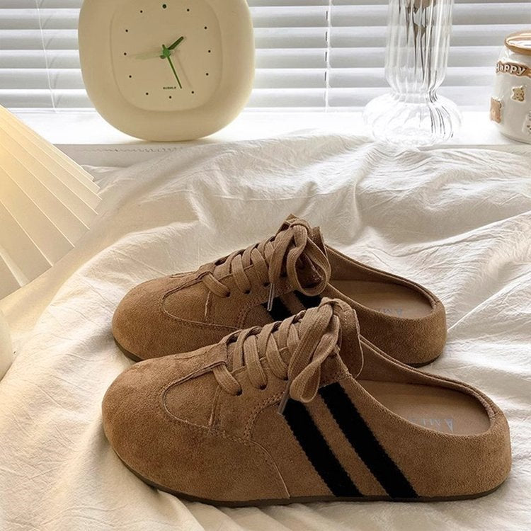 Women's Retro Trainer-Style Backless Slip-On Mules, Rubber Sole