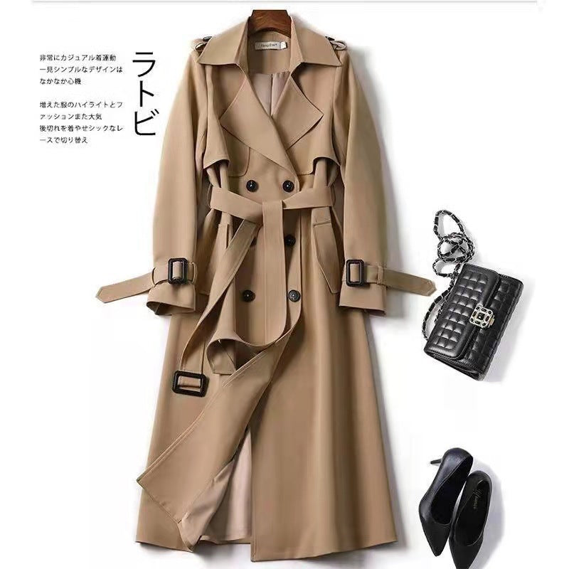 Women's Loose Double-Breasted Mid-Length Trench Coat in 7 Colors