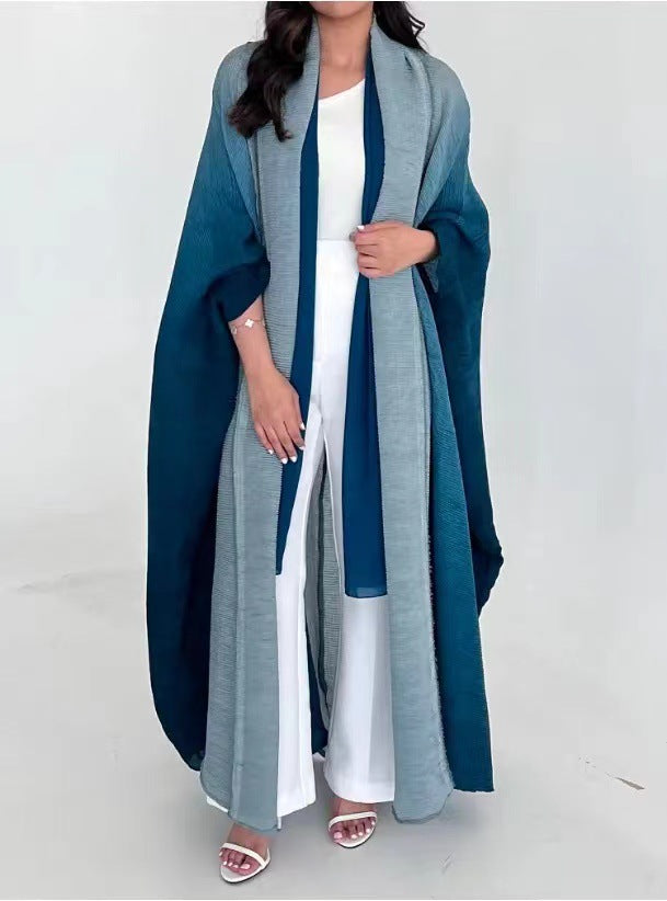 Women's Long Gradient Batwing Duster Coat with Lapel, One Size