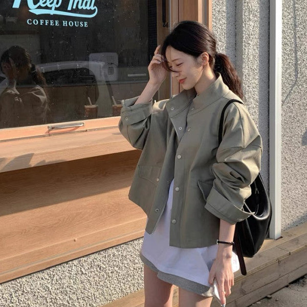 Women's Korean Chic Lapel Zipper Autumn Trendy Jacket