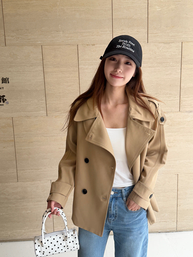 Women's Double-Breasted Slim-Fit Petite Autumn Trendy Jacket