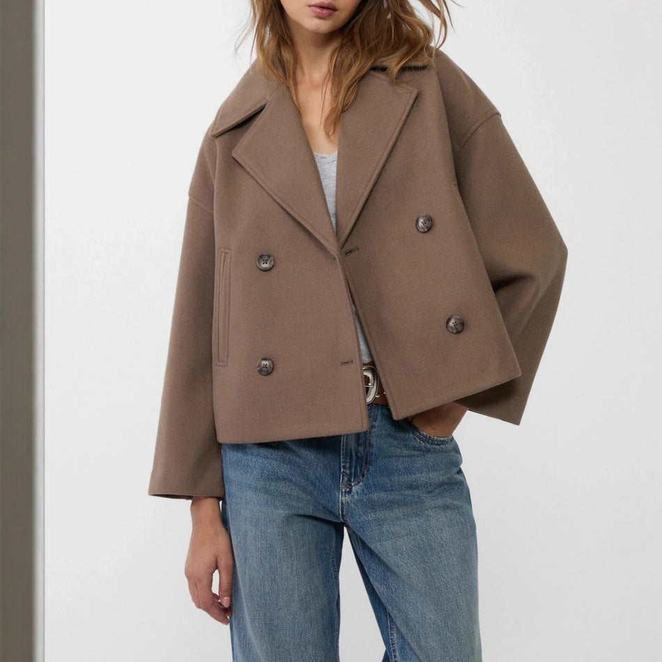 Women's Double-Breasted Large Lapel Autumn Trendy Jacket