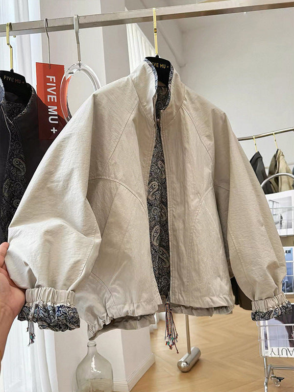 Women's Vintage Stand-Collar Workwear Autumn Trendy Jacket