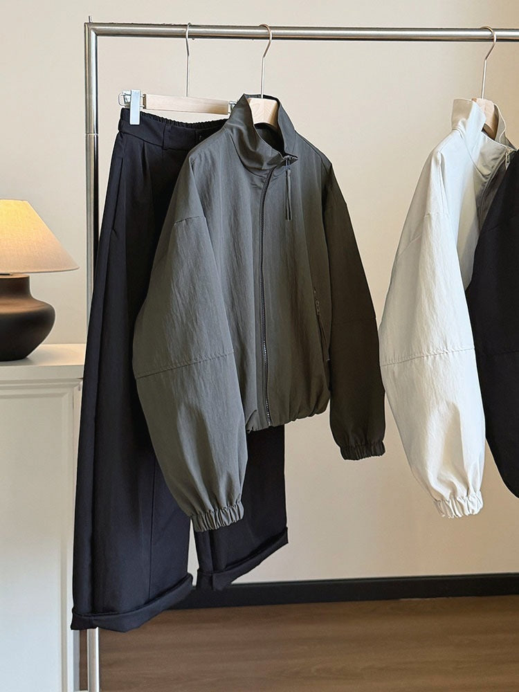 Women's Korean-Style Petite Stand-Collar Loose Autumn Trendy Jacket