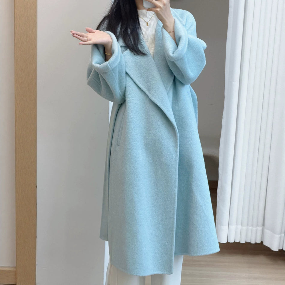 Women's Wool Coat with Double-Sided Finish and Suit Collar