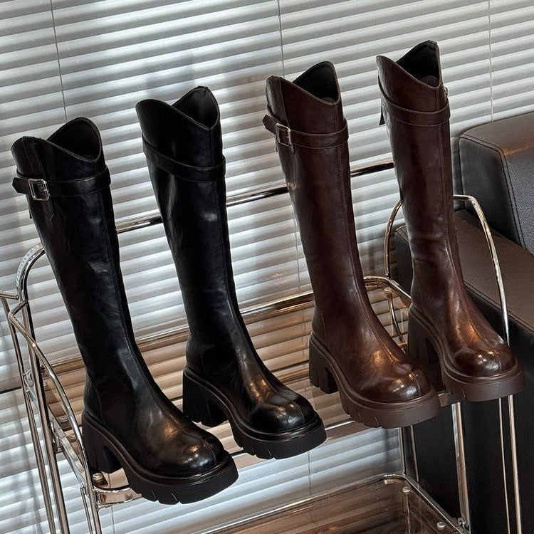 Women's Over-the-Knee Boots with Thick 6–8CM Heel and Back Zipper