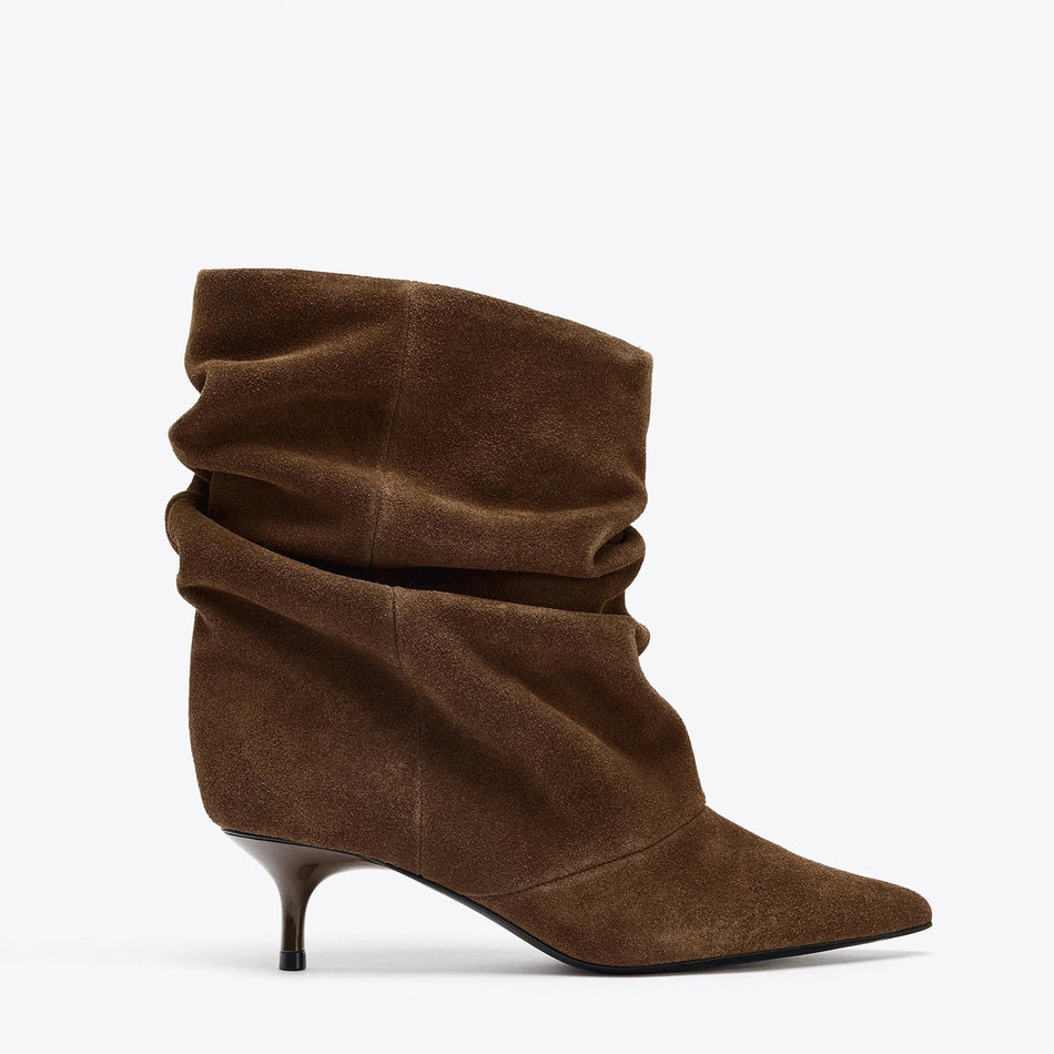 Women's Brown Pointed Toe Boots with Thin 3–5CM Heel