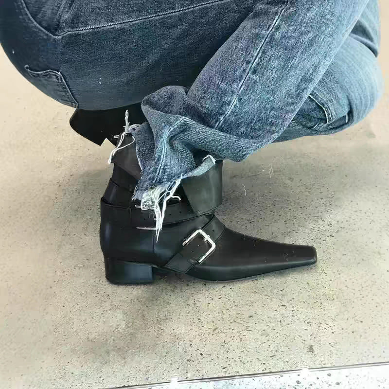 Women's Square Toe Martin Boots with 3–5CM Square Heel