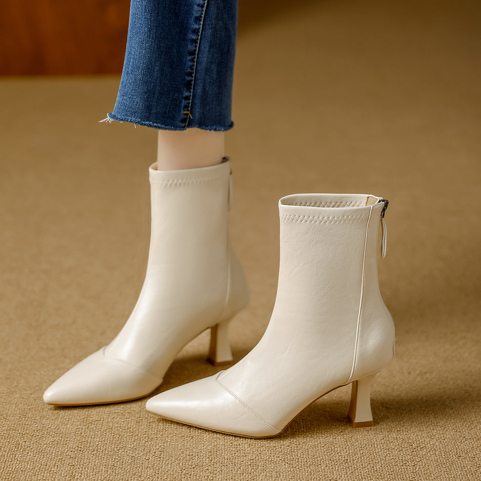 Women's Pointed Toe Skinny Boots with 6–8CM Thin Heel