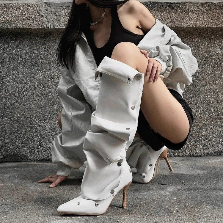 Women's Pointed Toe Long Boots with 6–8CM Stiletto Heel