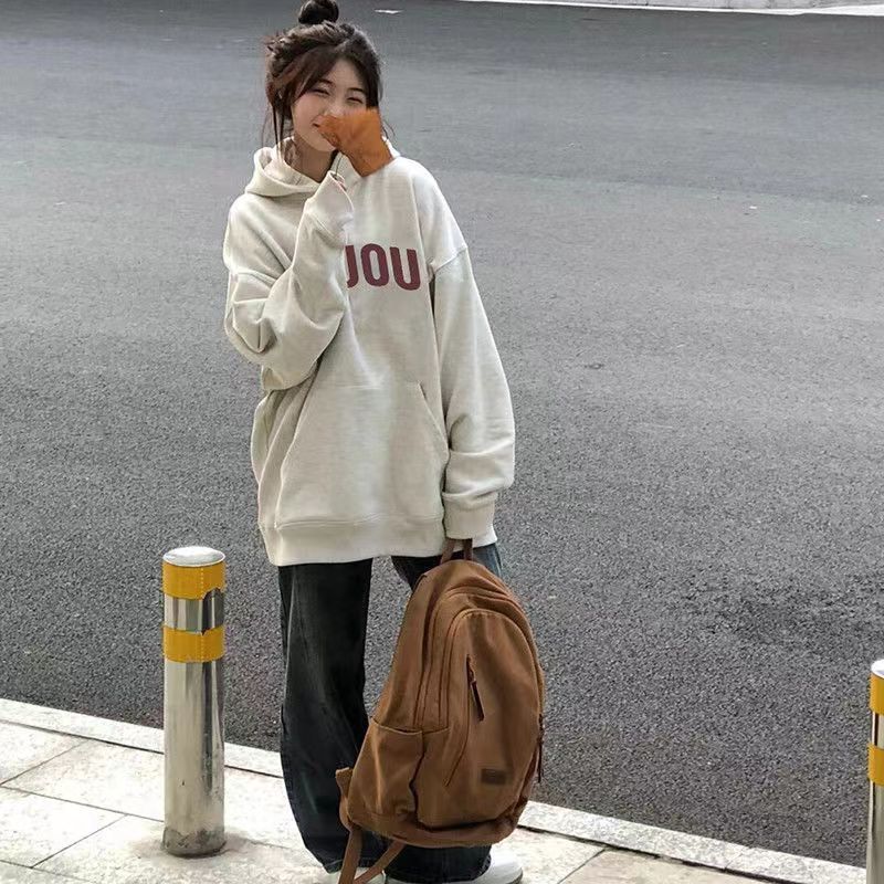 Women's Hooded Pullover Sweatshirt with Print, Thin or Fleece