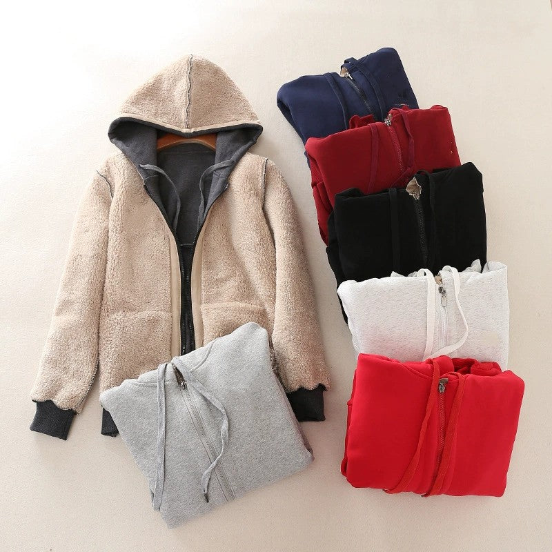 Women's Thick Zip-Up Hoodie in Extended Sizes from S to 8XL