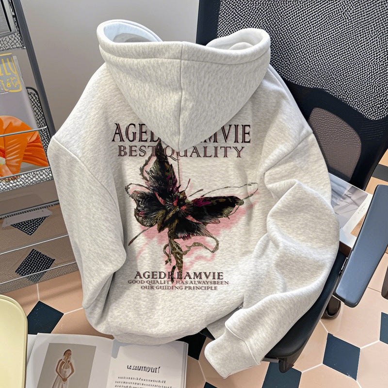 Women's Oversized Butterfly Print Hoodie, Regular or Fleece-Lined