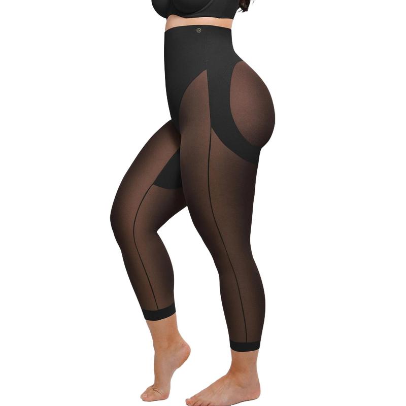 Women's High-Waisted Mesh Panel Cropped Leggings for Yoga