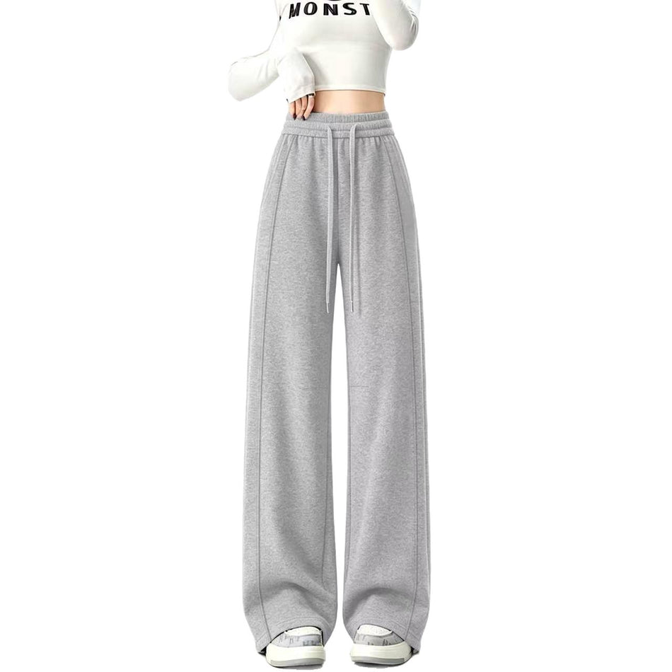 Women's High-Waisted Curved Wide-Leg Sweatpants, Fleece Option