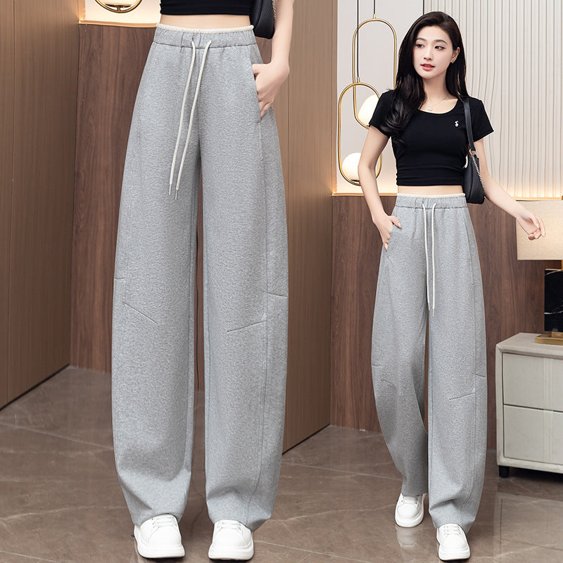 Women's Thin High-Waisted Curved Leg Sweatpants for Summer