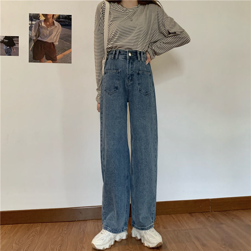 Wide-Leg High-Waist Retro Jeans