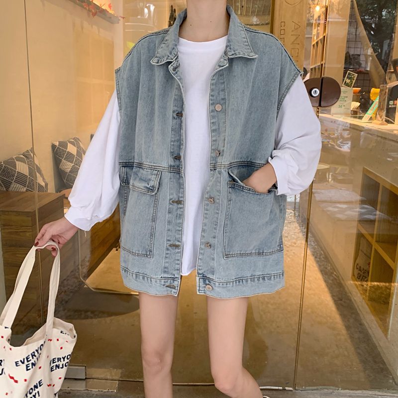 Korean Loose Denim Vest for Women – Stylish Autumn Layer