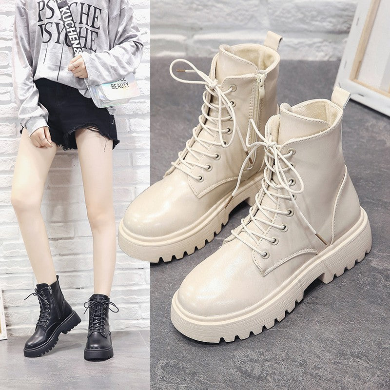 British Style White Retro Martin Boots