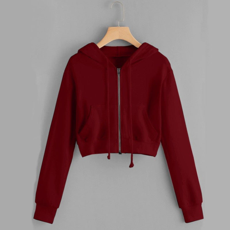 Women’s Zipper Hoodie – Korean Sports Jacket with Fleece