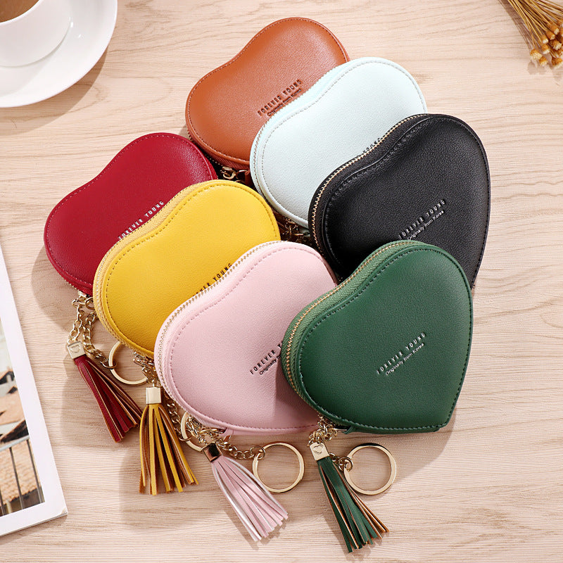 Heart-Shaped Coin Purse – Cute Keychain Wallet for Girls