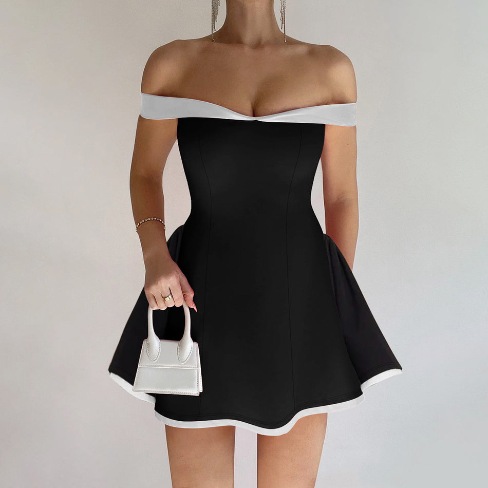 Contrast Color Flounced Tube Bra Dress