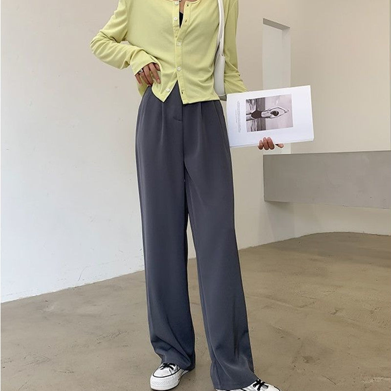 White Wide-Leg High-Waist Mop Pants