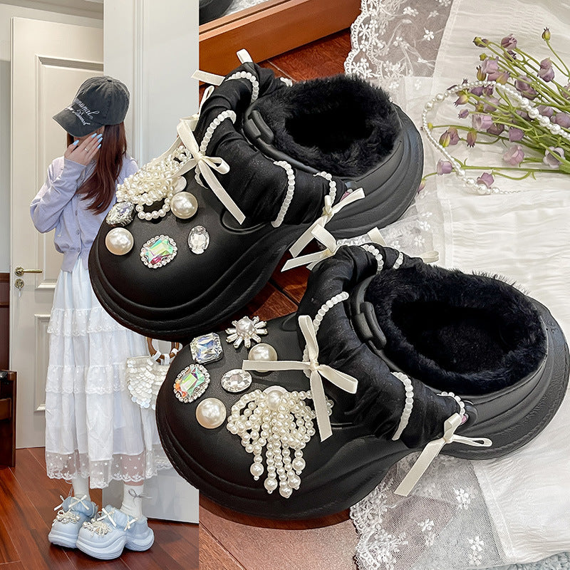 Women’s Fleece-Lined EVA Clogs Warm Two-Wear Slippers